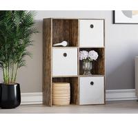 Vida Designs Durham 2x3 Cube Storage Unit Dark Wood & Cube Storage Basket Set of 3 Home Discount White One Size