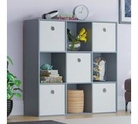 Vida Designs Durham 3x3 Cube Bookcase Storage Unit & Cube Storage Basket Set of 5 Home Discount White One Size