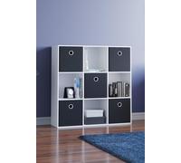 Vida Designs Durham 3x3 Cube Storage Unit & Cube Storage Basket Black Set of 5 Home Discount White One Size