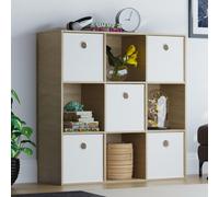 Vida Designs Durham 3x3 Cube Storage Unit & Cube Storage Basket Set of 5 Home Discount White One Size