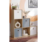 Vida Designs Durham 6 Cube Staircase Bookcase Storage Unit 965 x 965 x 290 mm Home Discount Light Oak One Size