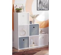 Vida Designs Durham 6 Cube Staircase Bookcase Storage Unit 965 x 965 x 290 mm Home Discount White One Size