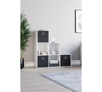 Vida Designs Durham 6 Cube Storage Unit & Cube Storage Basket Black Set of 3 Home Discount White One Size