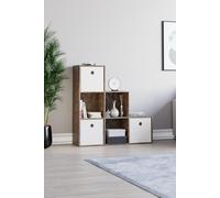Vida Designs Durham 6 Cube Storage Unit Dark Wood & Cube Storage Basket Set of 3 Home Discount White One Size