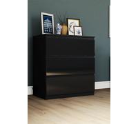 Vida Designs Glinton 'HIGH GLOSS 3 Drawer Chest of Drawers' Storage Bedroom Furniture Home Discount Black One Size