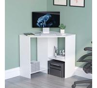 Vida Designs Hetton Computer Desk Corner 2 Shelves Home Office Laptop Pc Table Gaming Study Learning Station Work Furniture White