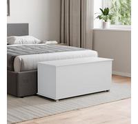 Vida Designs Leon Storage Ottoman, Wooden Chest With Lid, Seat, Stool, Window Bench, Blankets, Bedding, Toy Box, Footstool, White