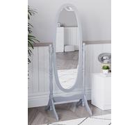 Vida Designs Nishano Oval Cheval Mirror Free Standing Full Length Rotating Frame Home Discount Grey One Size