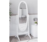 Vida Designs Nishano Oval Cheval Mirror Free Standing Full Length Rotating Frame Home Discount White One Size