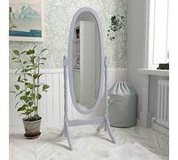 Vida Designs Nishano Oval Mirror Full Length Free Standing Wooden Cheval Rotating Bedroom Hallway Dresser Grey