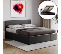 Vida Designs Ottoman Bed Frame Lisbon Faux Leather Black Double