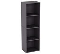 Vida Designs Oxford 4 Tier Cube Bookcase, Grey Wooden Shelving Display Storage Unit Office Living Room Furniture