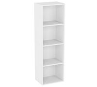 Vida Designs Oxford 4 Tier Cube Bookcase, White Wooden Shelving Display Storage Unit Office Living Room Furniture