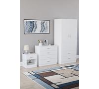 Vida Designs Riano 3 Piece Bedroom Set with 4 Drawer Chest & Wardrobe Home Discount White One Size