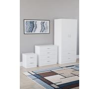 Vida Designs Riano 3-Piece Set with 2-Drawer Bedside Chest & Wardrobe Home Discount White One Size
