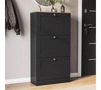 Vida Designs Shoe Cabinet Panelled 3 Doors Black/Oak