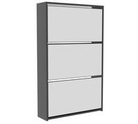 Vida Designs Shoe Cabinet Welham Mirrored 3 Drawer Black