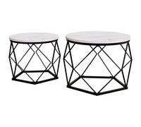 Vida Designs Side Tables Nested Brooklyn Geometric Marble Effect/Black 2pcs