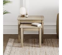 Vida Designs Side Tables Nested Panama Solid Pine Natural Oak 2pcs