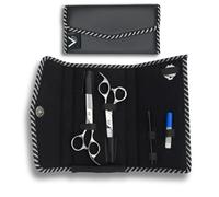 VIDA GOODS Hair Cutting and Thinning Shears Set Premium J2 Stainless Steel Professional Shears Set, 6.5" Barber Shears with Hand-Sharpened Blades, Adjustable Tension Knob & Key in Case (Polished)