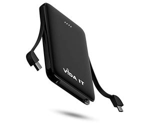 Vida IT vBot Power Bank Portable Charger Battery Pack for Samsung Galaxy A12 A56 A55 S23 S24 Android Mobile Phone Power Pack with Built-In Cable, Pocket Size USB External Battery Pack Phone Charger