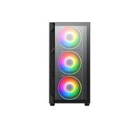 Vida Lucid Black ARGB Gaming Case w/Glass Front And Side, Micro ATX, 4x ARGB Infinity Fans
