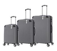 VIDA since 1995 VR628 Hard Suitcase, with Expandable Gusset, Code Locks, Grey (Grey), Set X3PCS (S-M-L), hard case hard shell