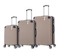 VIDA since 1995 VR628 Hard Suitcase, with Expandable Gusset, Code Locks, Rose Gold (Gold Pink), Set X3PCS (S-M-L), hard case hard shell