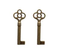 VIDABTE KY-14 Universal Skeleton Key, Antique Brass Plated Hollow Barrel Skeleton Keys for Antique Vintage Cabinet Doors, Dresser Drawers, Grandfather Clocks (2 pcs)