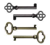 VIDABTE KY-2AB and KY-3AB Hollow Barrel Skeleton Key, Replacement for Antique Furniture, Universal Barrel Keys, Antique Brass Skeleton Key (4 pcs)