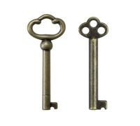 VIDABTE KY-2AB KY-6 Antique Brass Plated Hollow Barrel Skeleton Key,Skeleton Key for Antique Cabinet Doors, Grandfather Clocks, Dresser Drawer, Vintage, Old Furniture