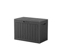 Vidacharmy 170L Outdoor Garden Furniture Storage Box Graphite Wood Panel Effect, Fade Free, All Weather Resistant, Safe and Secure, Zero Maintenance, Deck Chest for Tools, Cushions, Toys & More
