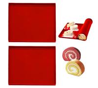 Vidacharmy 2 PCS Silicone Baking Mat Non-Stick Baking Mat for Rectangular Baking Roll, Baking Mat for Making Cake Rolls and Biscuits (30.5 x 26 x 1 cm) - Red