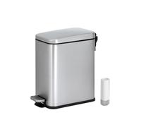 Vidacharmy 5L Recycling Bin - Fingerprint-Proof Stainless Steel Trash Can with Soft-Close Lid and Foot Pedal, Compact Kitchen & Bathroom Bin, Includes 20 Trash Bags