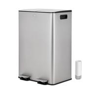 Vidacharmy -Recycling Bin, Double Bin, Anti-Fingerprint Stainless Steel, with Soft-Close Lid and Pedal, Includes 20 Bin Bags, Separate Compartments for Recycling and Trash (2x20L)