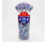 Vidal Blue Raspberry Zoom Lollipops, Box of 50 x 29g, Individually Wrapped Fruity Tongue Painter Lollies | Vibrant Blue Raspberry Flavour for Party Bags and Celebrations