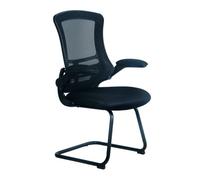 Vidal Designer Medium Back Mesh Cantilever Chair with Black Shell, Black Frame and Folding Arms Black