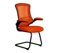 Vidal Designer Medium Back Mesh Cantilever Chair with Black Shell, Black Frame and Folding Arms Orange