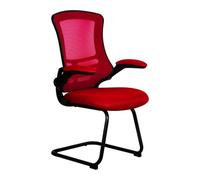 Vidal Designer Medium Back Mesh Cantilever Chair with Black Shell, Black Frame and Folding Arms Red
