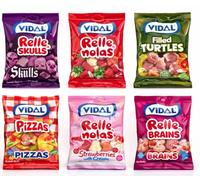 Vidal Jelly Filled Sweets Variety Box - 12 x 90g Bags - 6 fantasic flavours; Brains, Strawberries, Skulls, Pizzas, Turtles, Strawberries with Cream - all in one box - something for everyone