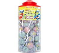 Vidal Mega Zoom Tongue Painter Cherry Lollipops - 50 Count Bulk Tub | Fun, Long-Lasting Candy for Parties, Events & Sweet Shops