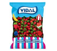 Vidal Mini Silvesters Strawberry Flavours Red and Green 1 kg Bag/Vidal Mini Wild Strawberries | 1kg Bulk Tub | Chewy Strawberry Flavoured Jelly Sweets | Fruity Gummy Candy