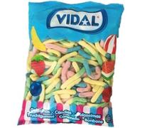Vidal Sour Worms | 1.5kg Bulk Tub (Approx. 250 Count) | Chewy & Tangy Gummy Sweets | Assorted Fruit Flavours