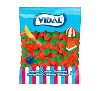 Vidal Treats Wild Strawberries, Gum Candy with Flavor and Strawberry Shape, Green and Red Colors. Bag 1.5 kg
