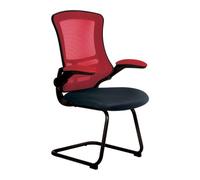Vidal Two Tone High Back Mesh Cantilever Chair with Black Shell, Black Frame and Folding Arms - Red/Black