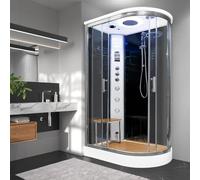 Vidalux Clearwater 1200 x 800 Left Hand Offset Quadrant Luxury Steam Shower with Bluetooth - Mirror Glass Finish