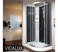 Vidalux Pure E Black 1200 X 800 Electric Left Shower Cabin-Triton Lux White 9.5Kw