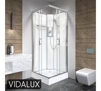 Vidalux Pure E Square 800 X 800 White Electric Shower Cabin-Triton Lux Metal 8.5Kw