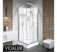 Vidalux Pure E Square 800 X 800 White Electric Shower Cabin-Triton Standard 9.5Kw