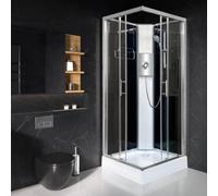 Vidalux Pure E Square 900 X 900 Black Electric Shower Cabin Triton Lux Metal 9.5Kw
